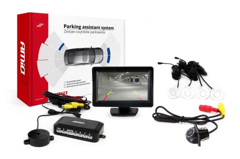 ZESTAW CZUJNIKÓW PARKOWANIA TFT01 4,3" Z KAMERĄ HD-305 LED 4 SENSORY BIAŁE ZESTAW CZUJNIKÓW PARKOWANIA TFT01 4,3" Z KAMERĄ HD-305 LED 4 SENSORY BIAŁE