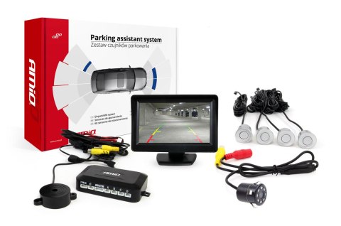 ZESTAW CZUJNIKÓW PARKOWANIA TFT01 4,3" Z KAMERĄ HD-307-IR 4 SENSORY SREBRNE ZESTAW CZUJNIKÓW PARKOWANIA TFT01 4,3" Z KAMERĄ HD-307-IR 4 SENSORY SREBRNE