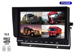 MONITOR SAMOCHODOWY LCD 9CALI Z OBSŁUGĄ 4 KAMER I FUNKCJĄ DVR REJESTRATORA 12V 24V