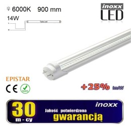 ŚWIETLÓWKA LED 90CM 14W T8 6000K G13 ZIMNA  PRZEZROCZYSTA JEDNOSTRONNA