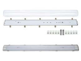 O PRAWA HERMETYCZNA  PRZEMYSŁOWA I P65 LED 2x120CM T8 G13 JEDNOSTRONNIE ZASILANA