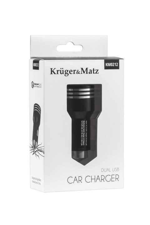 ŁADOWARKA SAMOCHODOWA KRUGER&MATZ 2xUSB 4800MA Z FUNKCJĄ QUICK CHARGE 3.0 ŁADOWARKA SAMOCHODOWA KRUGER&MATZ 2xUSB 4800MA Z FUNKCJĄ QUICK CHARGE 3.0