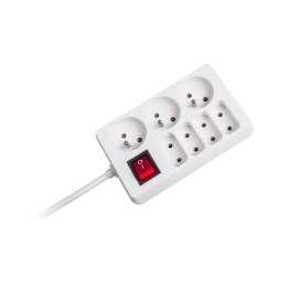 PRZEDŁUŻACZ SIECIOWY REBEL 7 GNIAZD Z  PRZEŁĄCZNIKIEM , 3M (1,5MM)