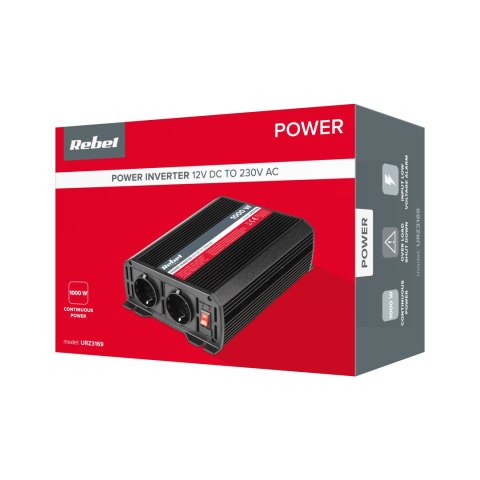PRZETWORNICA REBEL 12V/230V 1000W 2 GNIAZDA TY PU F :NIEMIECKIE PRZETWORNICA REBEL 12V/230V 1000W 2 GNIAZDA TY PU F :NIEMIECKIE