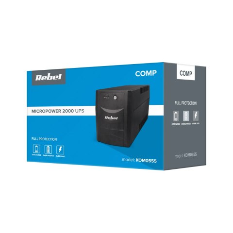 ZASILACZ AWARYJNY UPS REBEL MODEL MICRO POWER 2000 (OFFLINE, 2000 VA / 1200 W, 230 V, 50 HZ) ZASILACZ AWARYJNY UPS REBEL MODEL MICRO POWER 2000 (OFFLINE, 2000 VA / 1200 W, 230 V, 50 HZ)