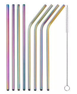 AG371B METALOWE SŁOMKI 10 EL. RAINBOW