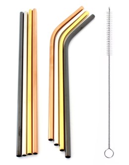 AG371C METALOWE SŁOMKI 10 EL. KOLOROWE