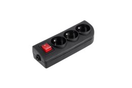 GNIAZDO  PRZEDŁUŻACZA x 3 Z UZIEMIENIEM I WYŁĄCZNIKIEM CZARNE GN-30W-2