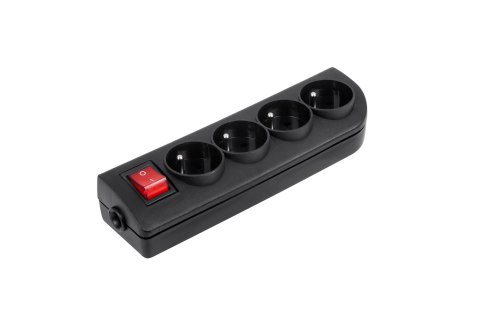 GNIAZDO  PRZEDŁUŻACZA x 4 Z UZIEMIENIEM I WYŁĄCZNIKIEM CZARNE GN-40W-2