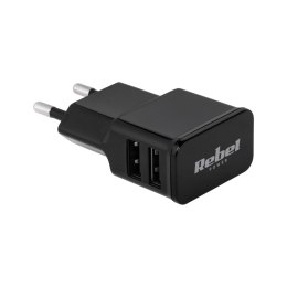 ŁADOWARKA SIECIOWA REBEL 2xUSB 2000 MA
