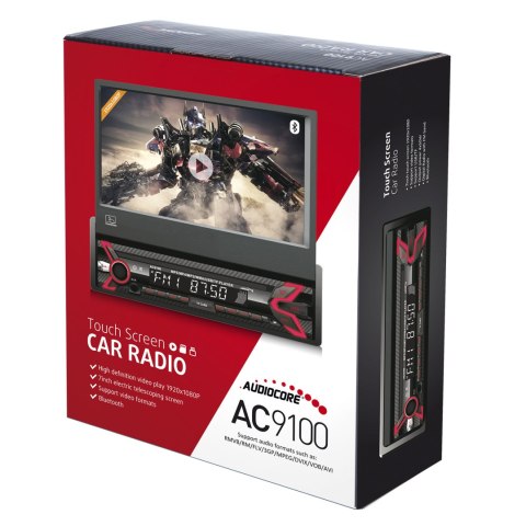 RADIOODTWARZACZ SAMOCHODOWY AUDIOCORE, WYSUWANY DOTYKOWY PANEL LCD 7" 1080P, MP5, AVI DIVX, BLUETOOTH, RDS, PILOT W ZESTAWIE, AC RADIOODTWARZACZ SAMOCHODOWY AUDIOCORE, WYSUWANY DOTYKOWY PANEL LCD 7" 1080P, MP5, AVI DIVX, BLUETOOTH, RDS, PILOT W ZESTAWIE, AC