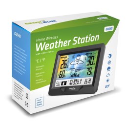 STACJA  POGODOWA BEZ PRZEWODOWA GREENBLUE, KOLOROWA, Z SYSTEMEM DCF, FAZY KSIĘŻYCA, BAROMETR, KALENDARZ, GB540