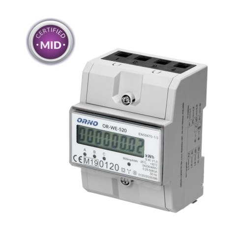 3-FAZOWY LICZNIK ENERGII ELEKTRYCZNEJ, 80A, MID, 3 MODUŁY, DIN TH-35MM 3-FAZOWY LICZNIK ENERGII ELEKTRYCZNEJ, 80A, MID, 3 MODUŁY, DIN TH-35MM