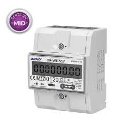3-FAZOWY LICZNIK ENERGII ELEKTRYCZNEJ, 80A,  PORT RS-485, WIELOTARYFOWY, 3 MODUŁY, DIN TH-35MM