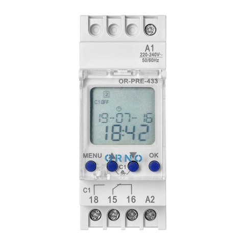 ELEKTRONICZNY PROGRAMATOR CZASOWY, 52 PROGRAMY, 3 JĘZYKI MENU, 2 MODUŁY, DIN TH-35MM ELEKTRONICZNY PROGRAMATOR CZASOWY, 52 PROGRAMY, 3 JĘZYKI MENU, 2 MODUŁY, DIN TH-35MM