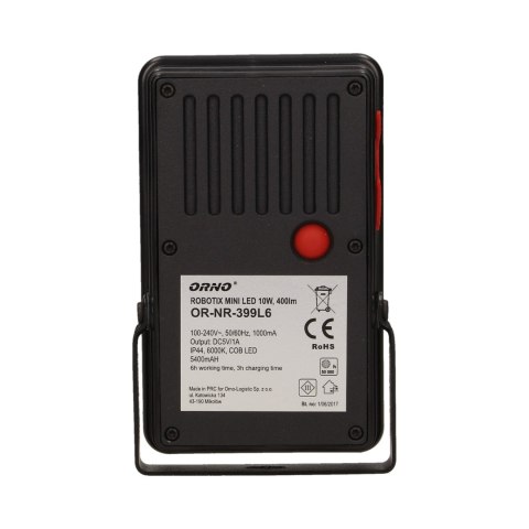 ROBOTIX MINI 10W NAŚWIETLACZ ROBOCZY Z AKUMULATOREM, 400LM, IP44, 6000K, 5400MAH, Z ŁADOWARKĄ USB I FUNKCJĄ POWER BANK ROBOTIX MINI 10W NAŚWIETLACZ ROBOCZY Z AKUMULATOREM, 400LM, IP44, 6000K, 5400MAH, Z ŁADOWARKĄ USB I FUNKCJĄ POWER BANK