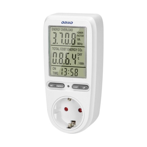 WATOMIERZ, KALKULATOR ENERGII Z WYŚWIETLACZEM LCD, WERSJA SCHUKO WATOMIERZ, KALKULATOR ENERGII Z WYŚWIETLACZEM LCD, WERSJA SCHUKO