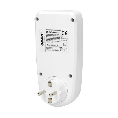 WATOMIERZ, KALKULATOR ENERGII Z WYŚWIETLACZEM LCD, WERSJA SCHUKO WATOMIERZ, KALKULATOR ENERGII Z WYŚWIETLACZEM LCD, WERSJA SCHUKO