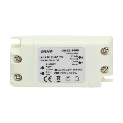 ZASILACZ DO LED 12VDC 6W, IP20 ZASILACZ DO LED 12VDC 6W, IP20