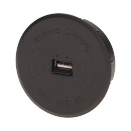 BEZ PRZEWODOWA ŁADOWARKA INDUKCYJNA Z DODATKOWYM  PORTEM USB, CZARNA