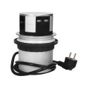 GNIAZDO MEBLOWE ?10CM WYSUWANE Z BLATU Z ŁADOWARKĄ USB I  PRZEWODEM 1,5M, 3x2P+Z, 2xUSB, WERSJA SCHUKO