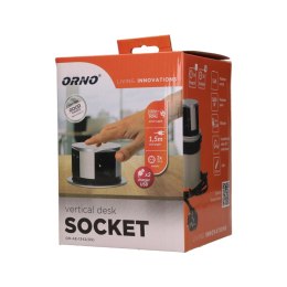 GNIAZDO MEBLOWE ?10CM WYSUWANE Z BLATU Z ŁADOWARKĄ USB I  PRZEWODEM 1,5M, 3x2P+Z, 2xUSB, WERSJA SCHUKO