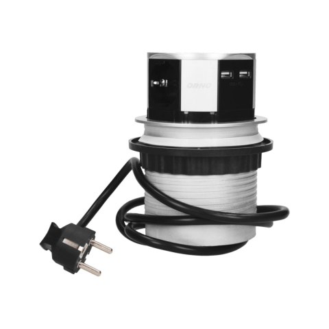 GNIAZDO MEBLOWE ?10CM WYSUWANE Z BLATU Z ŁADOWARKĄ USB I PRZEWODEM 1,5M, 3x2P+Z, 2xUSB, WERSJA SCHUKO GNIAZDO MEBLOWE ?10CM WYSUWANE Z BLATU Z ŁADOWARKĄ USB I PRZEWODEM 1,5M, 3x2P+Z, 2xUSB, WERSJA SCHUKO
