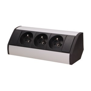 GNIAZDO MEBLOWE 3x2P+Z, CZARNO-SREBRNE GNIAZDO MEBLOWE 3x2P+Z, CZARNO-SREBRNE
