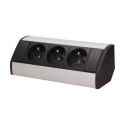 GNIAZDO MEBLOWE 3x2P+Z, CZARNO-SREBRNE