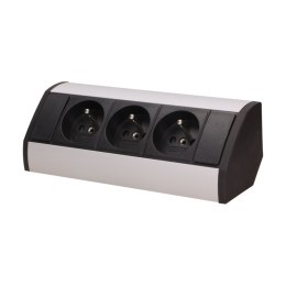 GNIAZDO MEBLOWE 3x2P+Z, CZARNO-SREBRNE