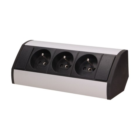 GNIAZDO MEBLOWE 3x2P+Z, CZARNO-SREBRNE GNIAZDO MEBLOWE 3x2P+Z, CZARNO-SREBRNE