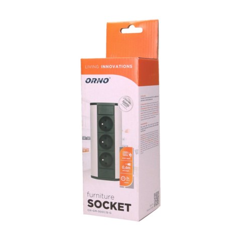 GNIAZDO MEBLOWE 3x2P+Z, CZARNO-SREBRNE GNIAZDO MEBLOWE 3x2P+Z, CZARNO-SREBRNE