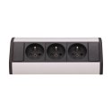 GNIAZDO MEBLOWE 3x2P+Z, CZARNO-SREBRNE