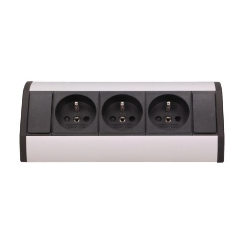 GNIAZDO MEBLOWE 3x2P+Z, CZARNO-SREBRNE GNIAZDO MEBLOWE 3x2P+Z, CZARNO-SREBRNE