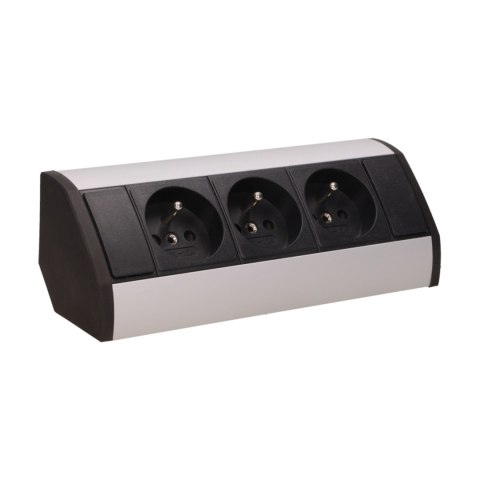 GNIAZDO MEBLOWE 3x2P+Z, CZARNO-SREBRNE GNIAZDO MEBLOWE 3x2P+Z, CZARNO-SREBRNE