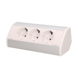 GNIAZDO MEBLOWE 3x2P+Z, SCHUKO, BIAŁO-SREBRNE