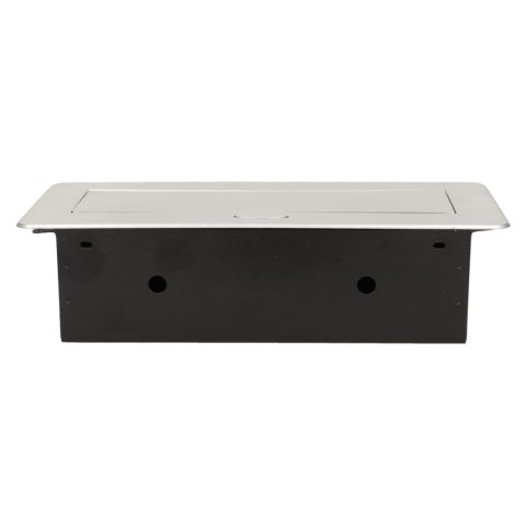 GNIAZDO MEBLOWE W PUSZCZANE W BLAT Z PŁASKIM FREZOWANYM RANTEM I ŁADOWARKĄ USB, 2x2P+Z, 2xUSB, SREBRNY GNIAZDO MEBLOWE W PUSZCZANE W BLAT Z PŁASKIM FREZOWANYM RANTEM I ŁADOWARKĄ USB, 2x2P+Z, 2xUSB, SREBRNY