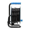 PRZEDŁUŻACZ BĘBNOWY MINI, 4 GNIAZDA 2P+Z, METALOWY STOJAK,  POLWINIT H05VV-F 3x1MM? , DŁUGOŚĆ 15M, TURKUSOWY, WERSJA SCHUKO