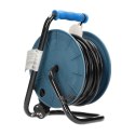 PRZEDŁUŻACZ BĘBNOWY MINI, 4 GNIAZDA 2P+Z, METALOWY STOJAK,  POLWINIT H05VV-F 3x1MM? , DŁUGOŚĆ 15M, TURKUSOWY, WERSJA SCHUKO