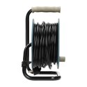 PRZEDŁUŻACZ BĘBNOWY MINI, 4 GNIAZDA 2P+Z, METALOWY STOJAK,  POLWINIT H05VV-F 3x1MM? , DŁUGOŚĆ15M, SZARY, WERSJA SCHUKO