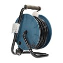 PRZEDŁUŻACZ BĘBNOWY MINI, 4 GNIAZDA 2P+Z, METALOWY STOJAK,  POLWINIT H05VV-F 3x1MM? , DŁUGOŚĆ15M, SZARY, WERSJA SCHUKO
