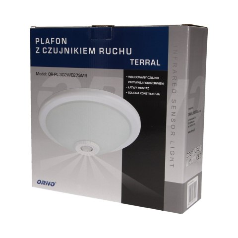 TERRAL, PLAFON OŚWIETLENIOWY Z CZUJNIKIEM RUCHU 360ST, 2x40W, E27, IP20, SZKŁO MATOWE TERRAL, PLAFON OŚWIETLENIOWY Z CZUJNIKIEM RUCHU 360ST, 2x40W, E27, IP20, SZKŁO MATOWE