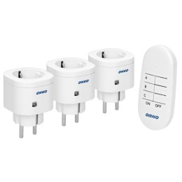 ZESTAW BEZ PRZEWODOWYCH MINI GNIAZD STEROWANYCH  PILOTEM 3+1, WERSJA SCHUKO