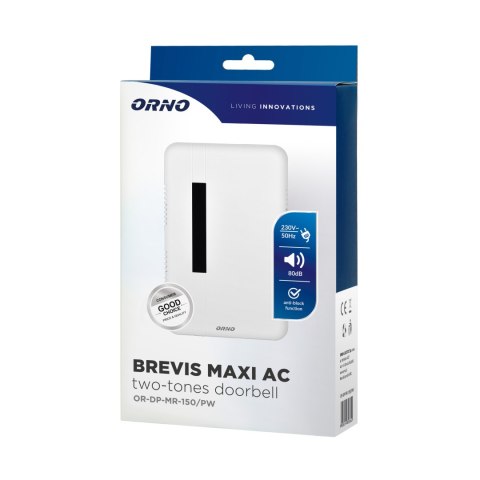 DZWONEK ELEKTROMECHANICZNY DWUTONOWY BREVIS MAXI AC, 230V, ŚNIEŻNO BIAŁY DZWONEK ELEKTROMECHANICZNY DWUTONOWY BREVIS MAXI AC, 230V, ŚNIEŻNO BIAŁY