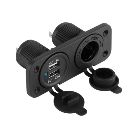 ŁADOWARKA SAMOCHODOWA 2xUSB 3100 MA + GNIAZDO ZA PALNICZKI DO MONTAŻU ŁADOWARKA SAMOCHODOWA 2xUSB 3100 MA + GNIAZDO ZA PALNICZKI DO MONTAŻU