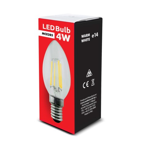ŻARÓWKA MACLEAN, FILAMENTOWA LED E14, 4W, 230V, WW CIE PŁA BIAŁA 3000K, 400LM, RETRO EDISON OZDOBNA ŚWIECZKA C35, MCE285 ŻARÓWKA MACLEAN, FILAMENTOWA LED E14, 4W, 230V, WW CIE PŁA BIAŁA 3000K, 400LM, RETRO EDISON OZDOBNA ŚWIECZKA C35, MCE285