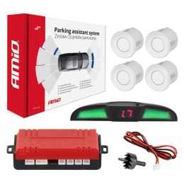 ZESTAW CZUJNIKÓW  PARKOWANIA COFANIA LED COB 4 SENSORY BIAŁE AMIO-02283