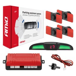 ZESTAW CZUJNIKÓW  PARKOWANIA COFANIA LED COB 4 SENSORY CZARNE WEWNĘTRZNE 16,5 MM AMIO-02285