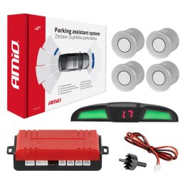 ZESTAW CZUJNIKÓW  PARKOWANIA COFANIA LED COB 4 SENSORY SREBRNE AMIO-02282