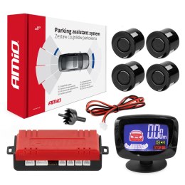 ZESTAW CZUJNIKÓW  PARKOWANIA CZUJNIKI COFANIA LED GRAF 4 SENSORY CZARNE AMIO-01562